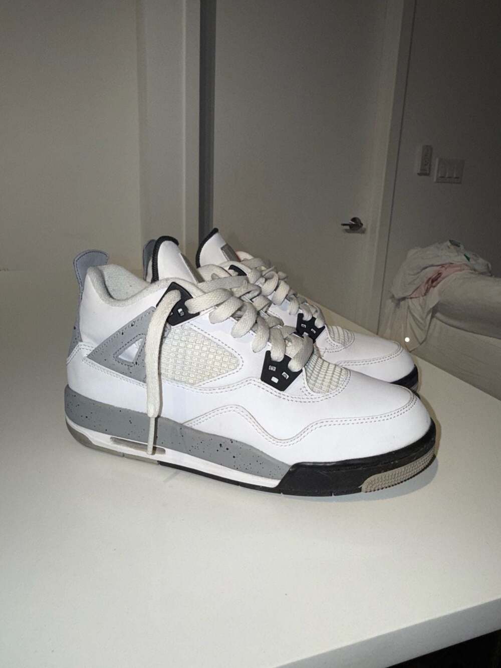 Air Jordan 4 Retro OG BG White Cement 2016 836016-192 Sz 5.5Y